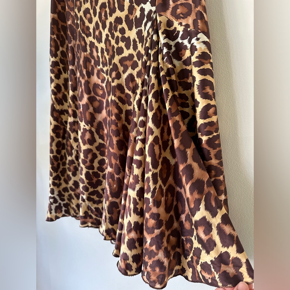 VTG 90s Y2K 100% Silk Moda International Midi animal print skirt street Grunge - Picture 5 of 9